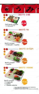 Menu Umiyaki - Les bento