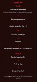 Carte et menu de La Palourdiére à Bouzigues — Menu 40€