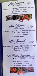 Carte et menu de Maison Lardat Coquillages à Meze — Les plateaux suite