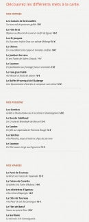 Carte et menu de Auberge du berange à Saint Genies des Mourgues — Les entrées, poissons et viandes