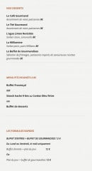 Carte et menu de Auberge du berange à Saint Genies des Mourgues — Les desserts, menu enfant et formules rapides