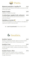 Carte et menu de Mademoiselle Boris à Castelnau le Lez — Les pates et salades
