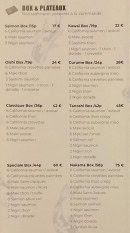 Carte et menu de Namazu Sushi à Castelnau le Lez — Les boxs et plateaux