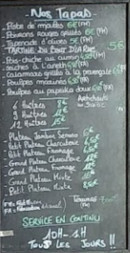 Menu Au Bout d'la Rue - Exemple de menu