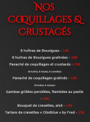 Menu Du côté de chez Fred - Les coquillages et  crustacés