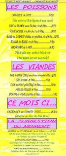 Menu Le Bistrot de l'Horloge - Les poissons, viandes et suggestion 