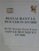 Menu Le Bouchon d'Orb - Carte et menu Le Bouchon d'Orb Le Bousquet d'Orb