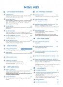 Carte et menu de Effet Mer à La Grande Motte — Le menu du midi