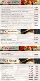 Menu L'ombrine - Les pariades, caviar, poissons...