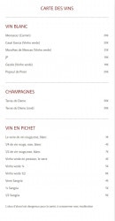 Menu Portugril LGM - Les vins blancs, champagnes et vin en pichet