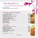 Carte et menu de Savana Beach à La Grande Motte — Les poissons, les viandes ...