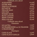 Menu Le Plazza - les cocktails 