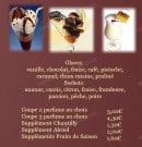 Menu Le Plazza - les glaces