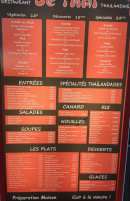 Menu Le thai - La carte