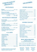 Menu Les Halles aux Poissons - Les plateaux, les plateaux à partager,....