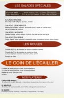 Menu Nautilus - Les salades, moules,...