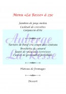 Carte et menu de Auberge La Resse à La Salvetat sur Agout — menu la resse