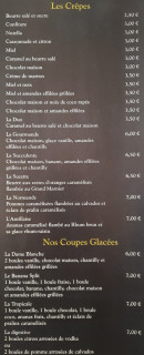 Menu Au Moulin du Martinet - Les crêpes, coupes glacées