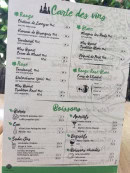 Carte et menu de Sous le platane à Saint Martin de Londres — La carte des vins