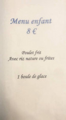 Menu Le Lotus Bleu - Le menu enfant