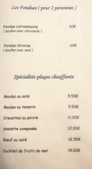 Menu Le Lotus Bleu - Les fondues et plaques