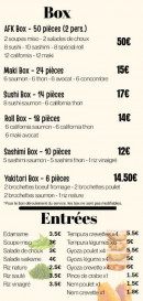 Menu Asian food khmer - Les entrées et box