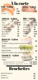 Menu Asian food khmer - Les brochettes, sushi et maki,...