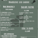 Carte et menu de Brasserie Lou Garric à Cessenon sur Orb — Les burgers et salades