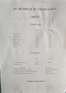 Carte et menu de Au bonheur du coquillage à Magalas — La carte