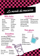 Menu Le Monde du Macaron - Les smoothies, sodas,....