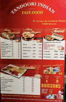 Carte et menu de Tandoori Indian fast food à Beziers — Les sandwichs, burgers et tacos,...