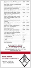 Menu Royal Kebab - Menus suite