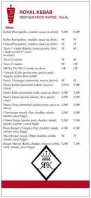 Menu Royal Kebab - Menus