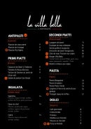 Menu La Villa Bella - Les entrées, plats, salades...