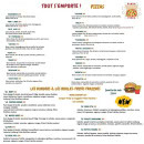 Menu Cosy Causette - Les pizzas, burgers et roules frites fraiches