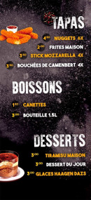 Menu Le 570 - Les tapas, boissons et desserts
