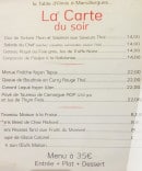 Carte et menu de La table d'amis chez Richard à Marsillargues — Menu soir