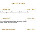 Menu Le F - Les entrées et salades