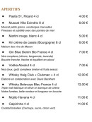 Menu Le F - Les apéritifs
