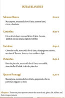 Menu Le F - Les pizzas blanches