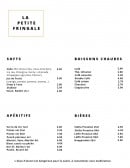 Carte et menu de La Petite Fringale à Saint Jean de la Blaquiere — Soft, apéritifs, boissons chaudes,