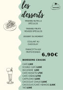 Carte et menu de La Guinguette de Roger et Fifi à Villeneuve les Maguelone — Les desserts et boissons chaudes