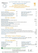 Carte et menu de Les Compagnons de Maguelone à Villeneuve les Maguelone — La carte