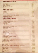 Menu Chez Fabio - Les desserts; glaces et boissons