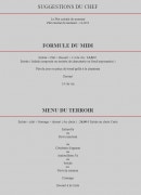 Menu Le Midi-Teyranais - Les suggestions, formules et menu du terroir