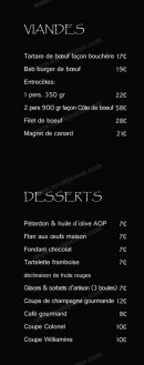 Menu Le Bab - Les viandes et desserts