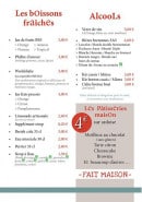 Menu L'enchanté - Les boissons fraîches et alcools