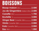 Menu Nitakula - Les boissons