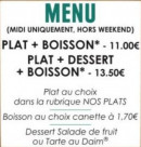Menu Nitakula - Les menus
