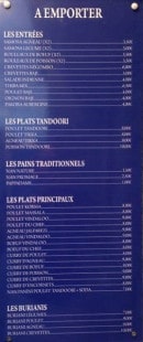 Carte et menu de Taste of India à Saint Meen le Grand — A emporter
